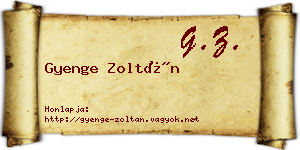 Gyenge Zoltán névjegykártya